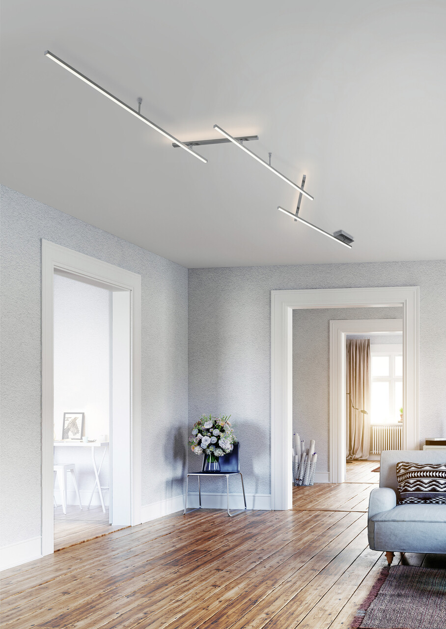 Plafoniera Indira, TRIO, 345x58x6.5 cm, 28W, 1x SMD, metal, nichel mat - imagine 4